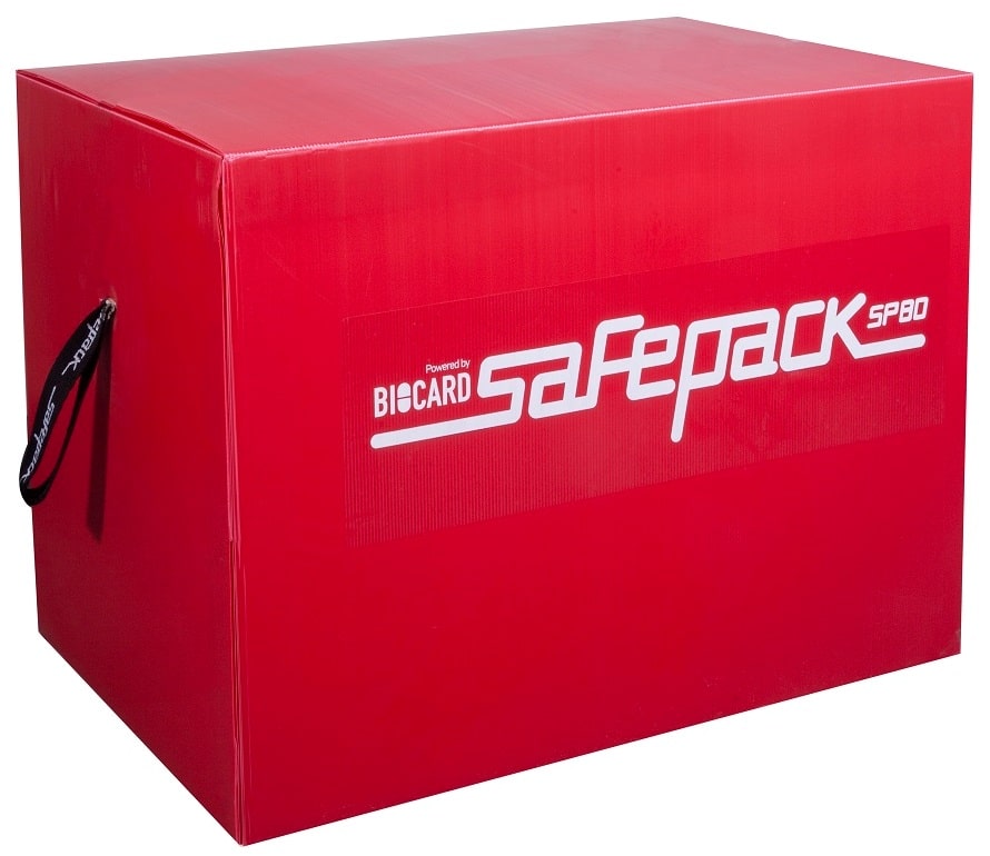 Красный термобокс Safepack. Biocard - перевозки термозависимых грузов с соблюдением температурного режима по РФ